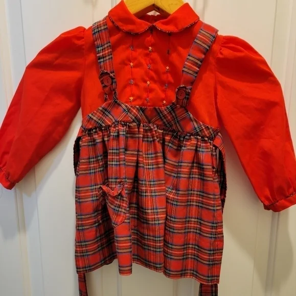 polly flinders dresses Vintage Red Smocked Dress Sz 4T | Hand-Embroidered Flower Basket no visible flaws Polly Flinders | Dresses |